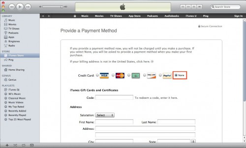 iTunes Payment Method