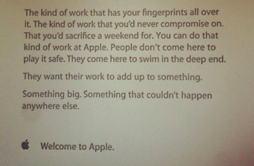 #htmlcaption_40967 Víte, jak vítají nové zaměstnance v Apple? Přečtěte si motivační text