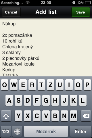 Tvorba seznamu s úkoly