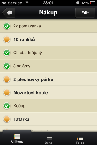 Odškrtávání ze seznamu úkolů