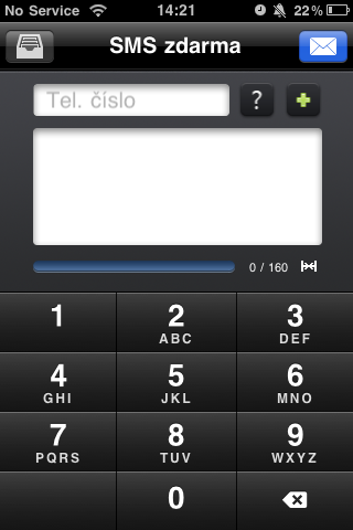 České SMS   prázdný formulář