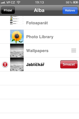 Mazání vytvořeného alba