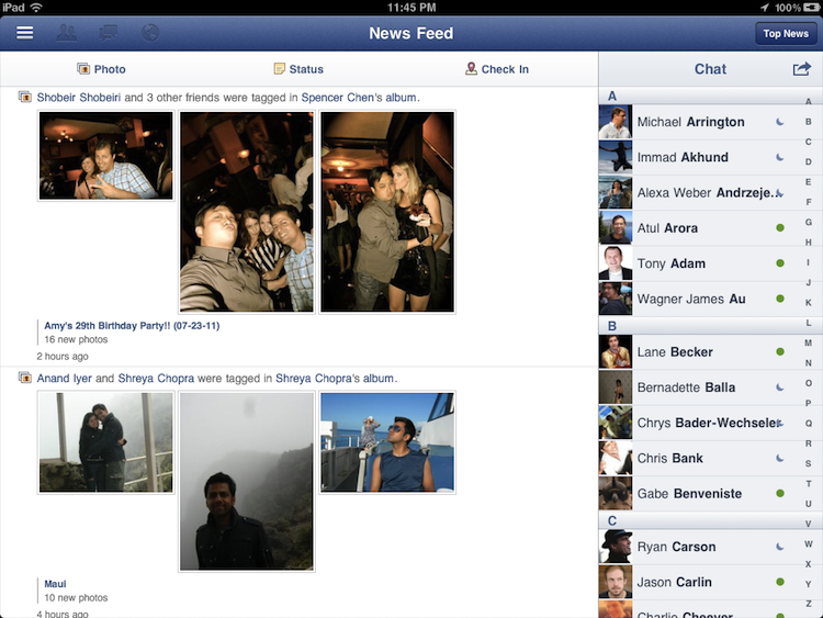 Facebook iPad 2