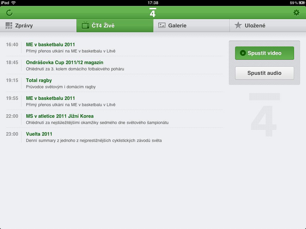 ČT4 Sport Živě program