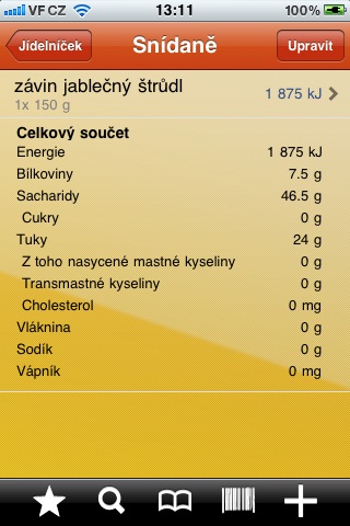 Popis konkrétního jídla