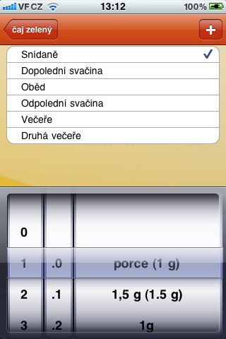 Gramáž u konkrétního typu jídla