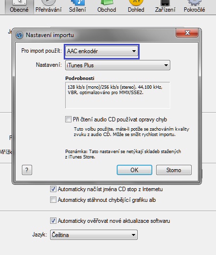 Nastavení kódování