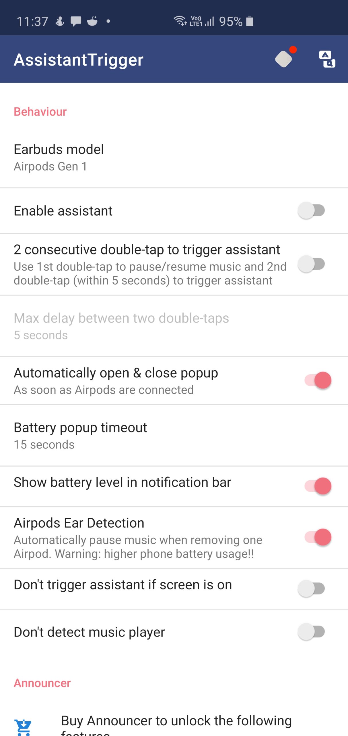 AirPods Assistant Trigger na Androidu