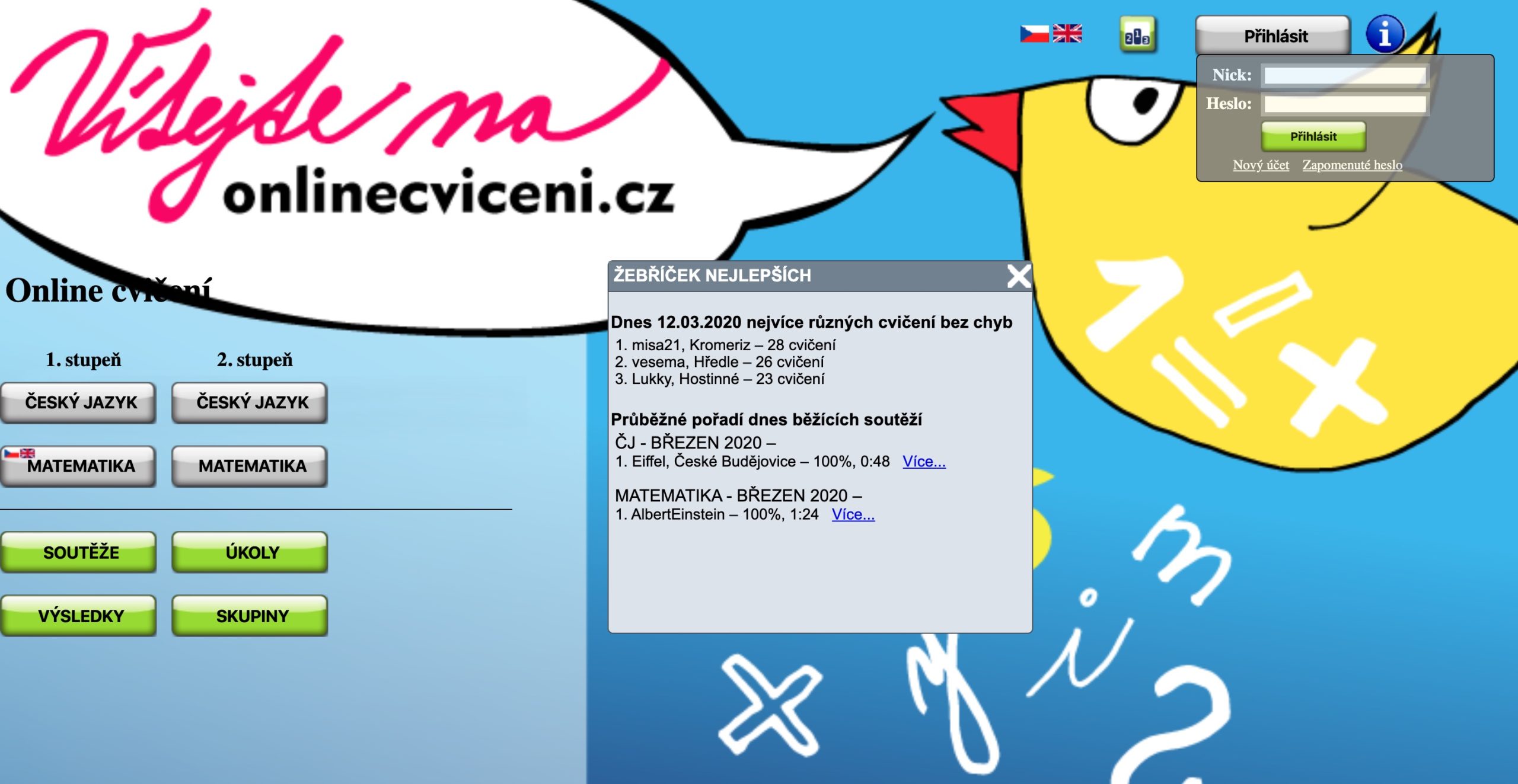 Online cviceni screenshoty 1