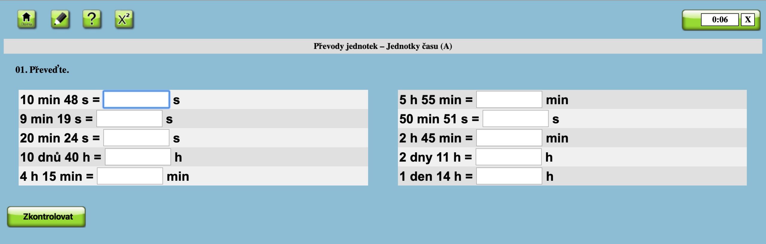 Online cviceni screenshoty