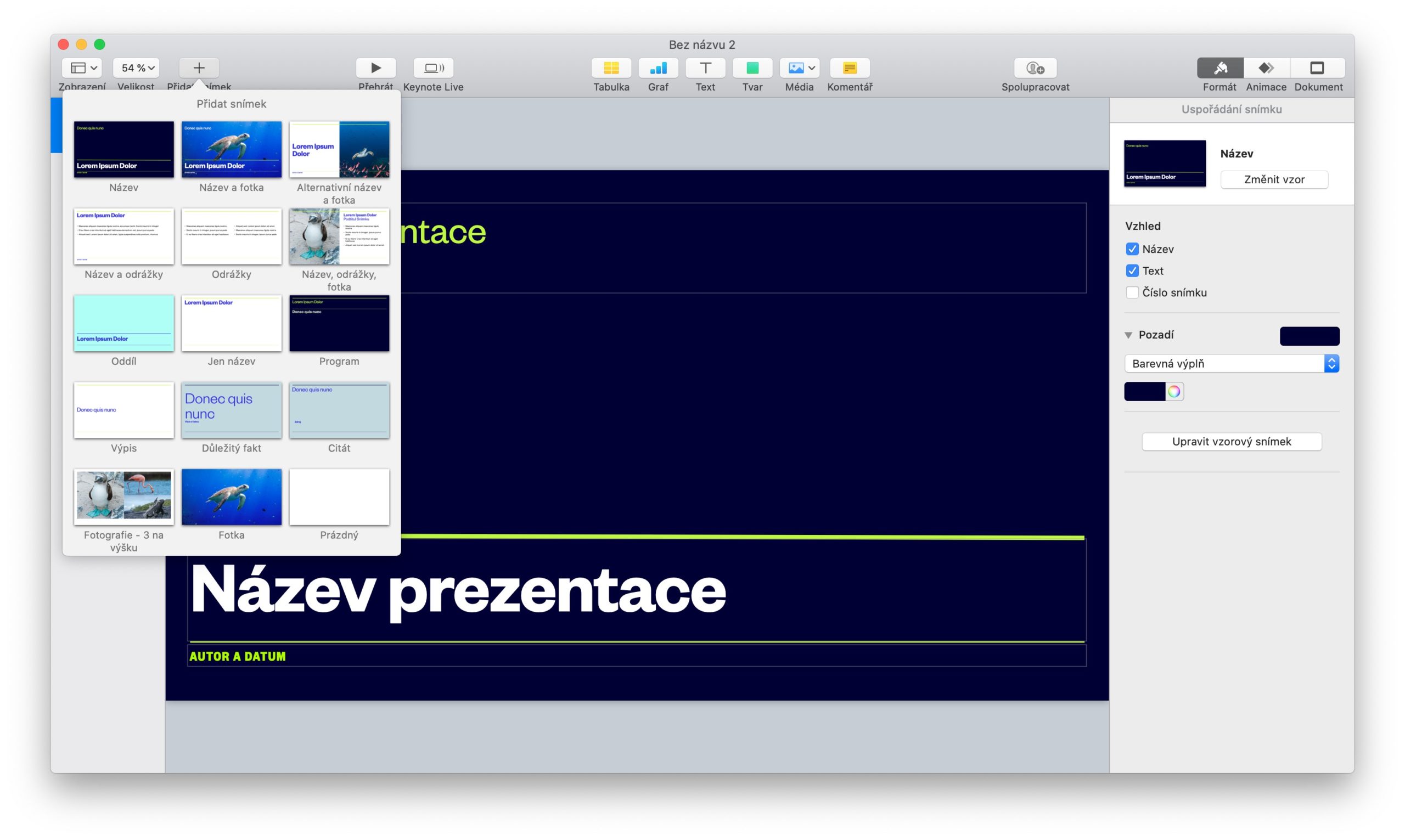 Keynote Mac novy snimek 3 Keynote Mac novy snimek