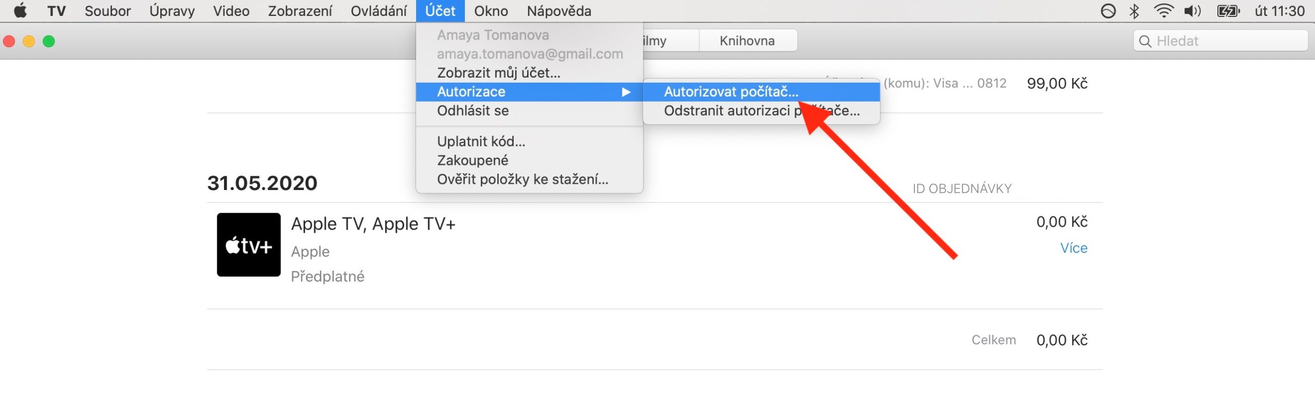 Apple TV na Macu prace s uctem 5 Apple TV na Macu prace s uctem