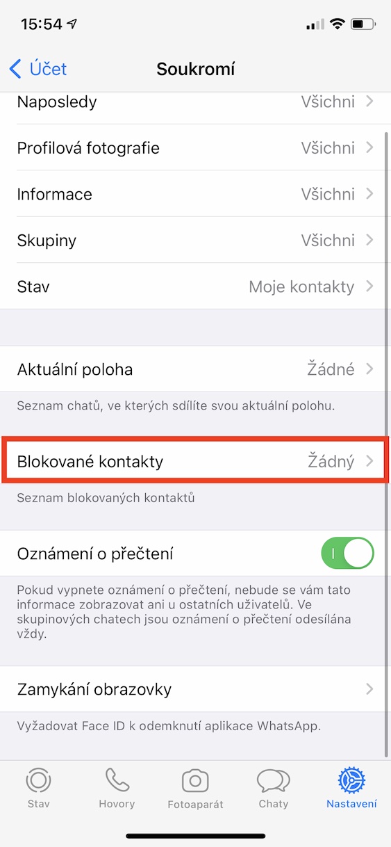 Jak blokovat kontakt na WhatsAppu?