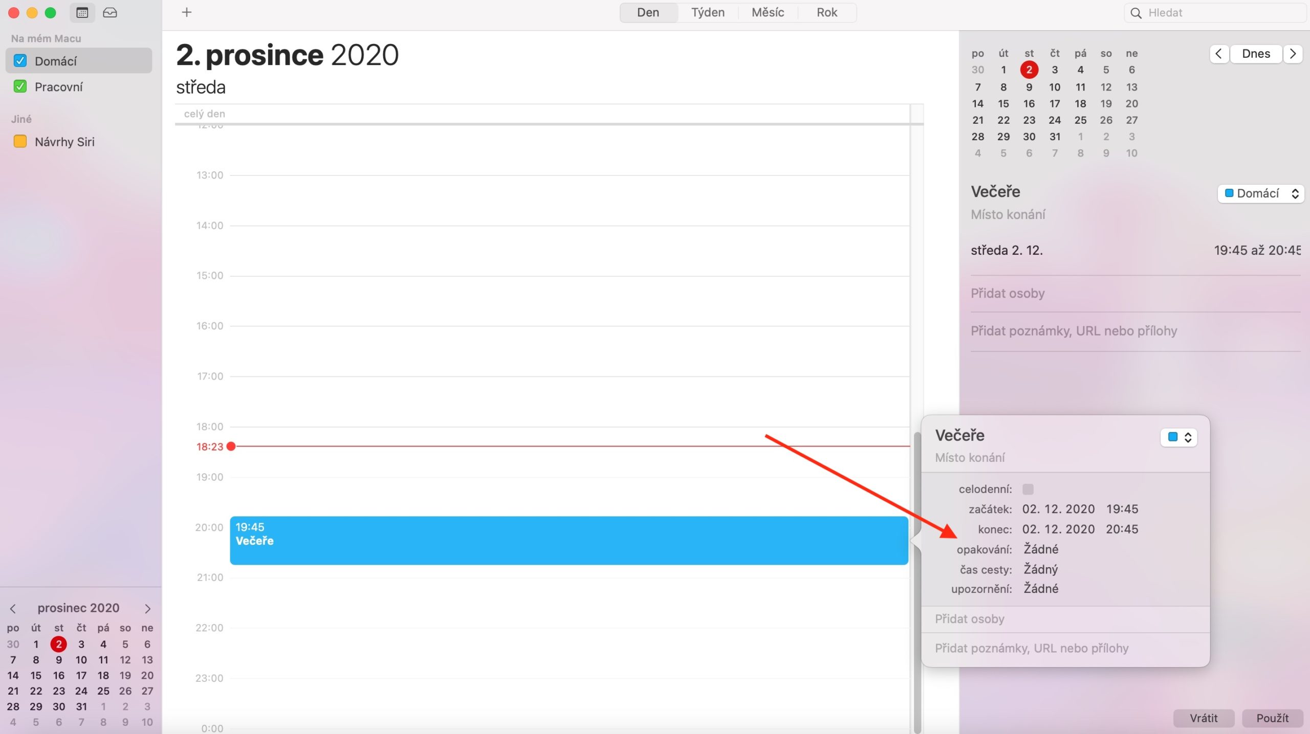 Kalendar Mac uprava udalosti