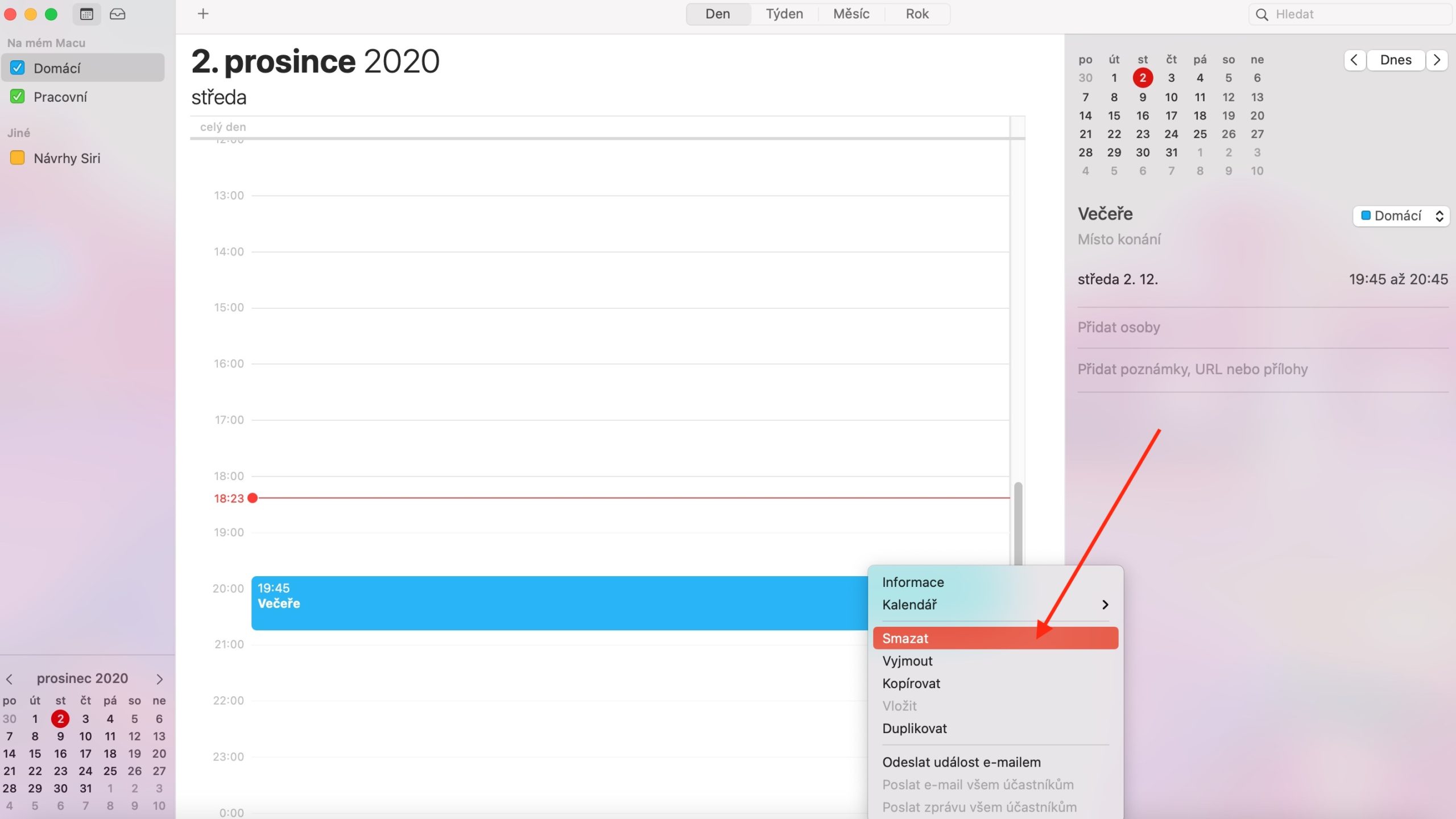 Kalendar Mac uprava udalosti