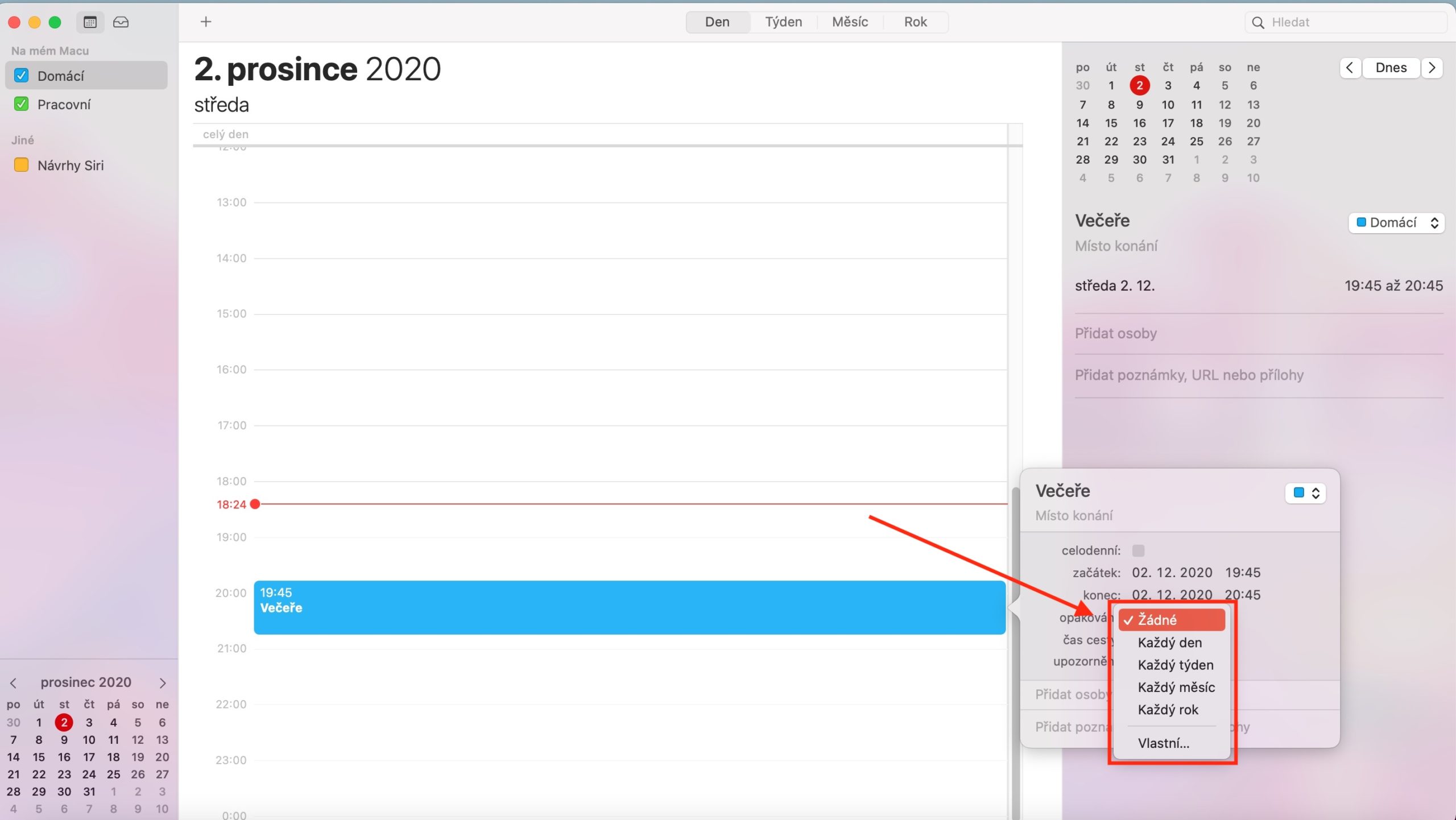 Kalendar Mac uprava udalosti