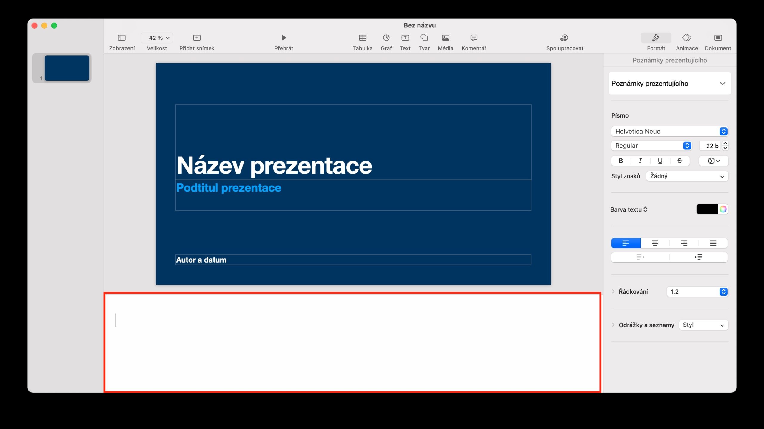 Mac Keynote poznamky