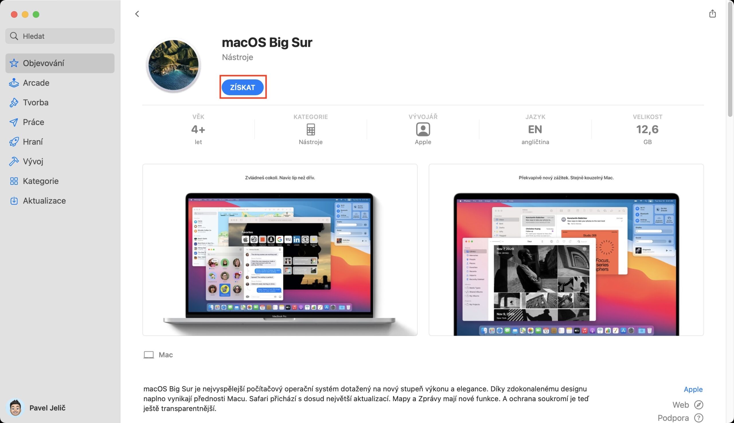 terminál vytvoření disku s macos 11 big sur
