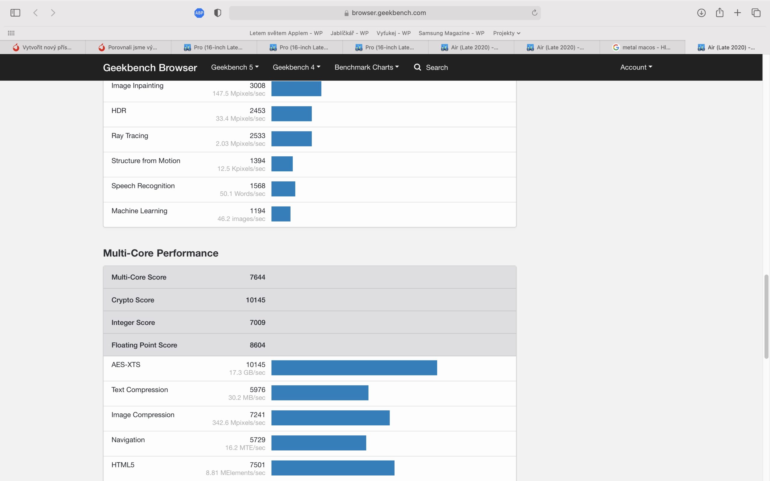 mba_m1_geekbench_cpu5 macbook air m1 výkonnostní test