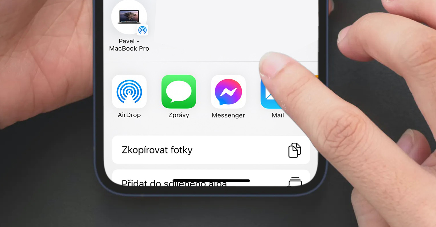 úprava řazení v menu sdílení ios