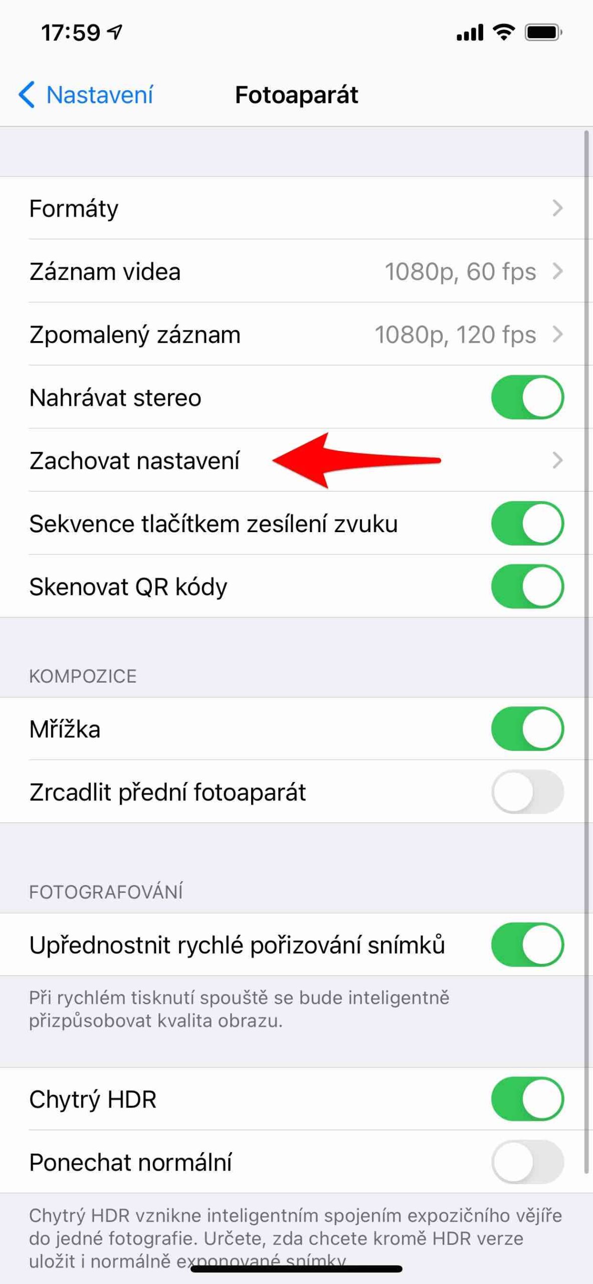 1 Zachovat nastavení 3