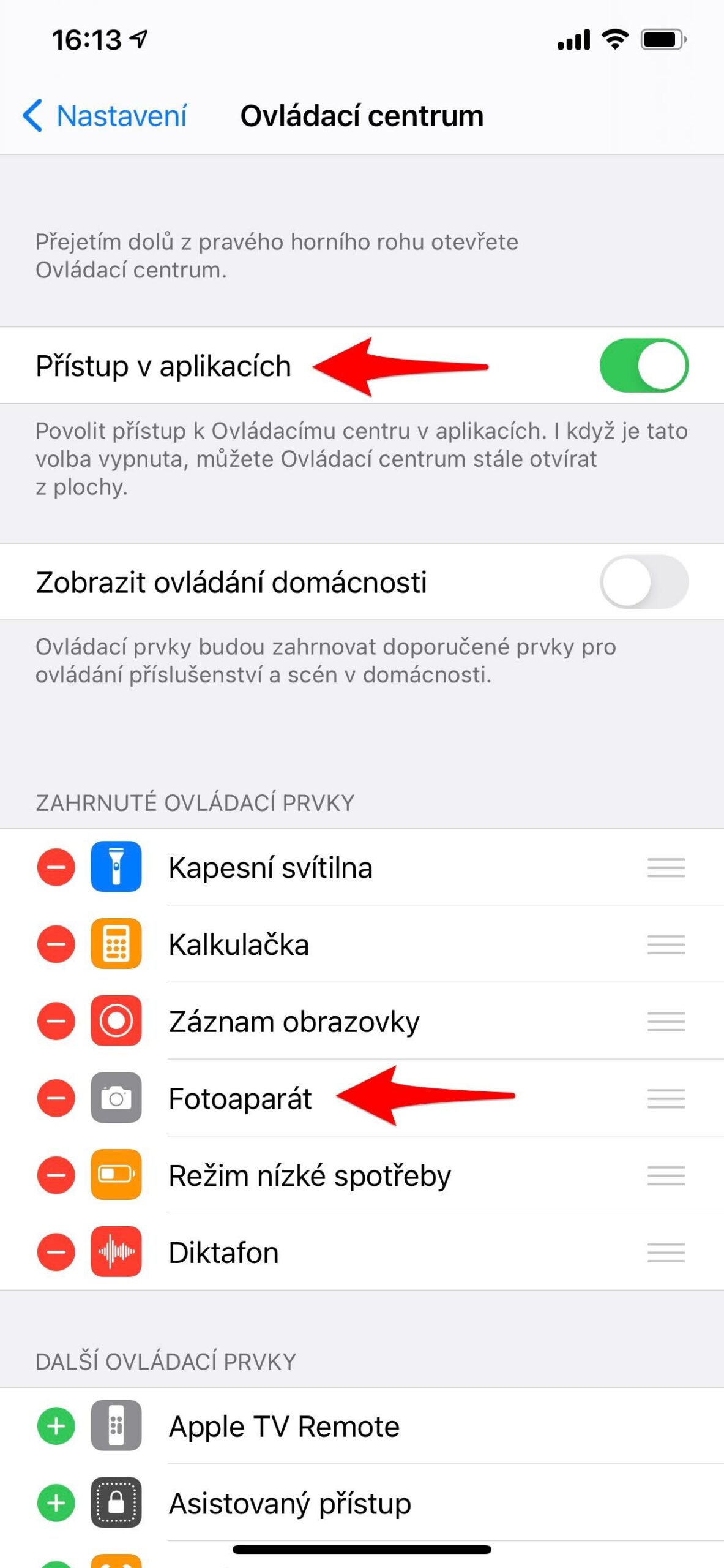 2 Ovládací centrum 3