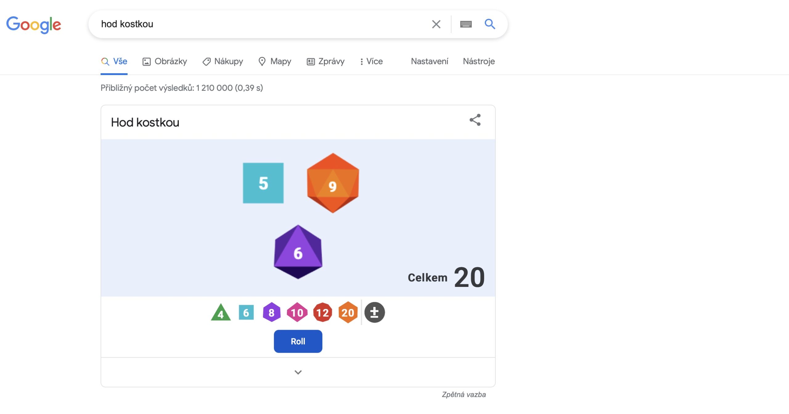 hod kostkou google