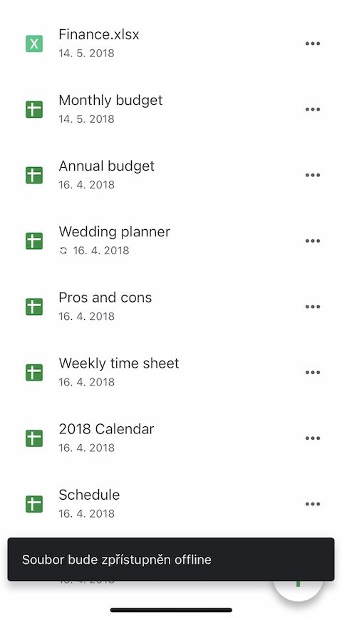 Google tabulky offline