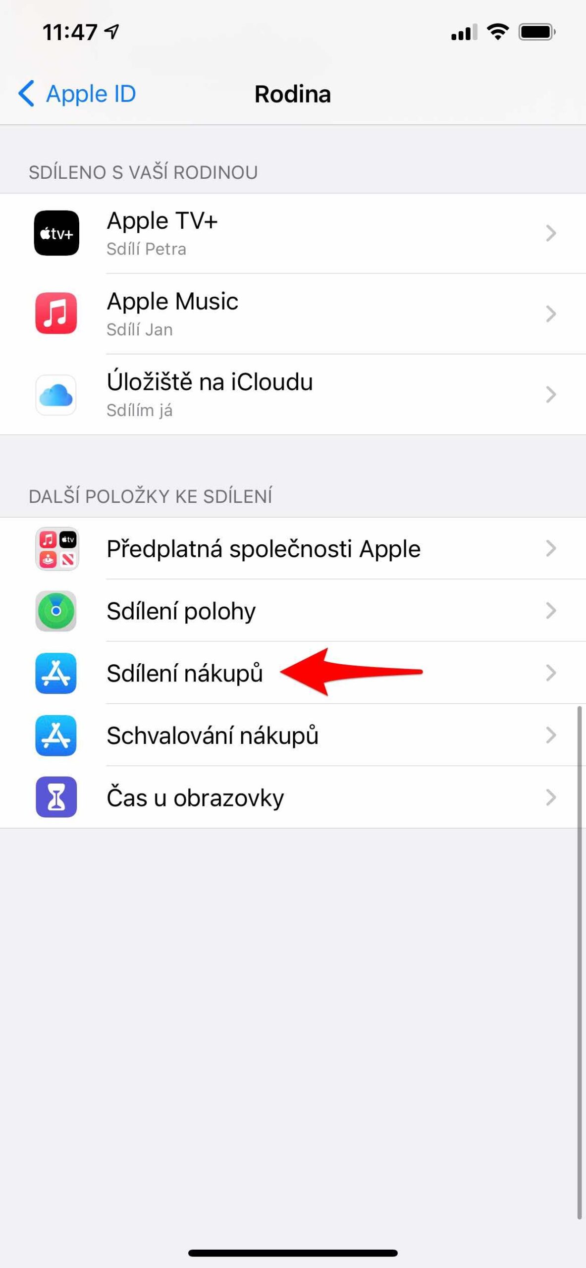 1 Jak zapnout sdílení nákupů 4