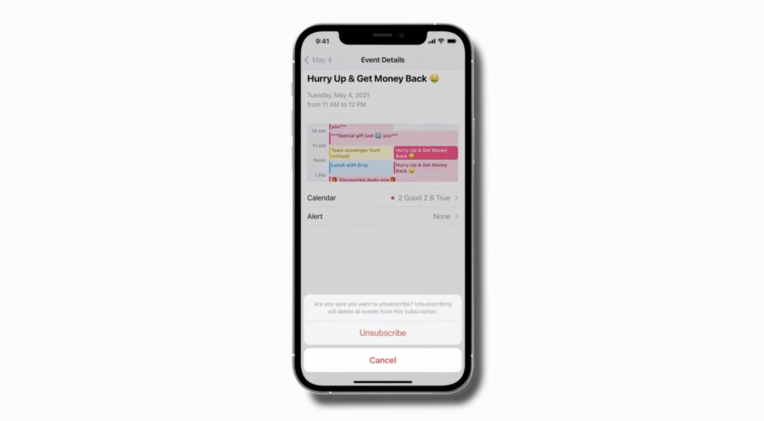 iCloud spam kalendář
