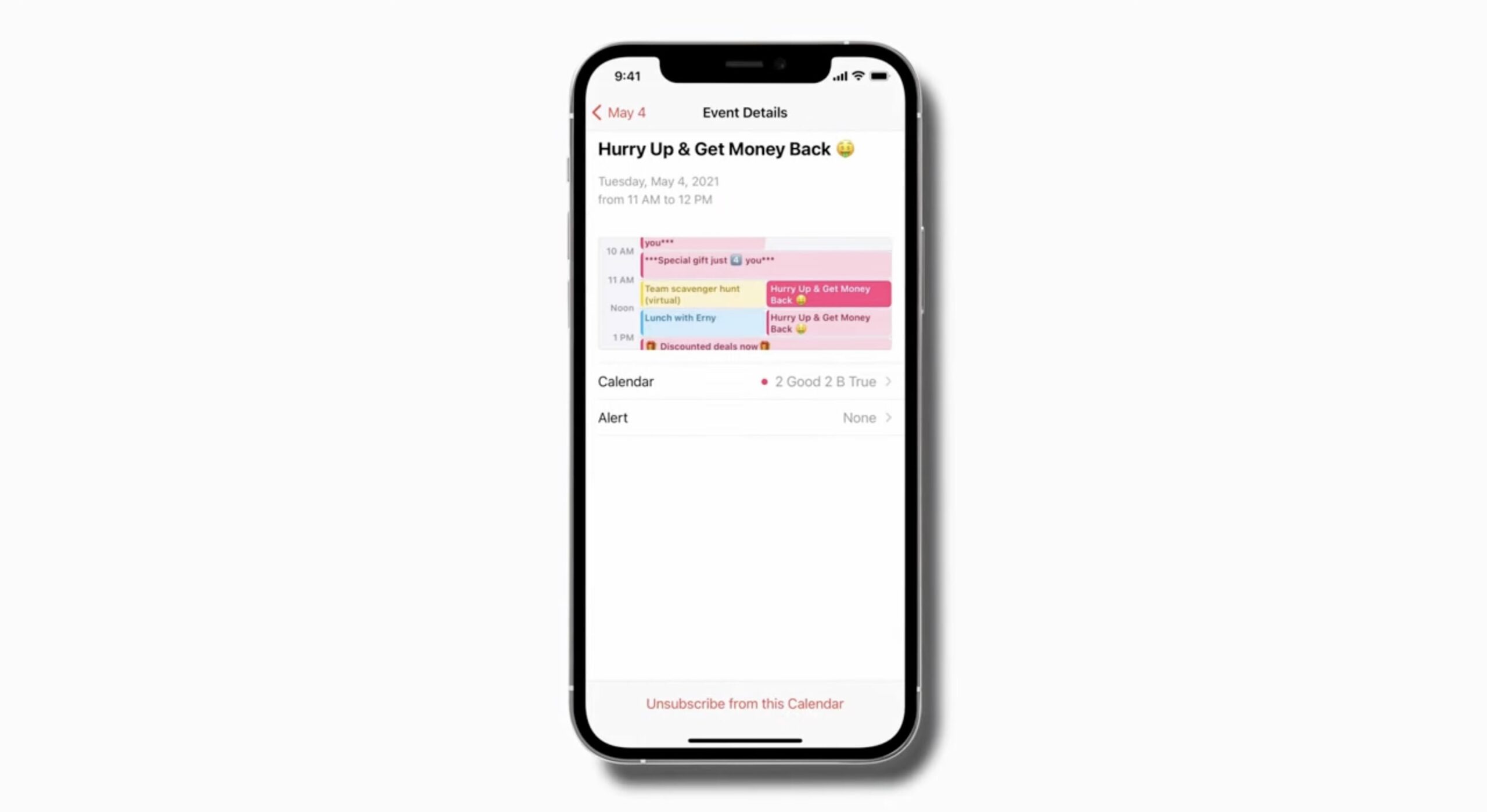 iCloud spam kalendář