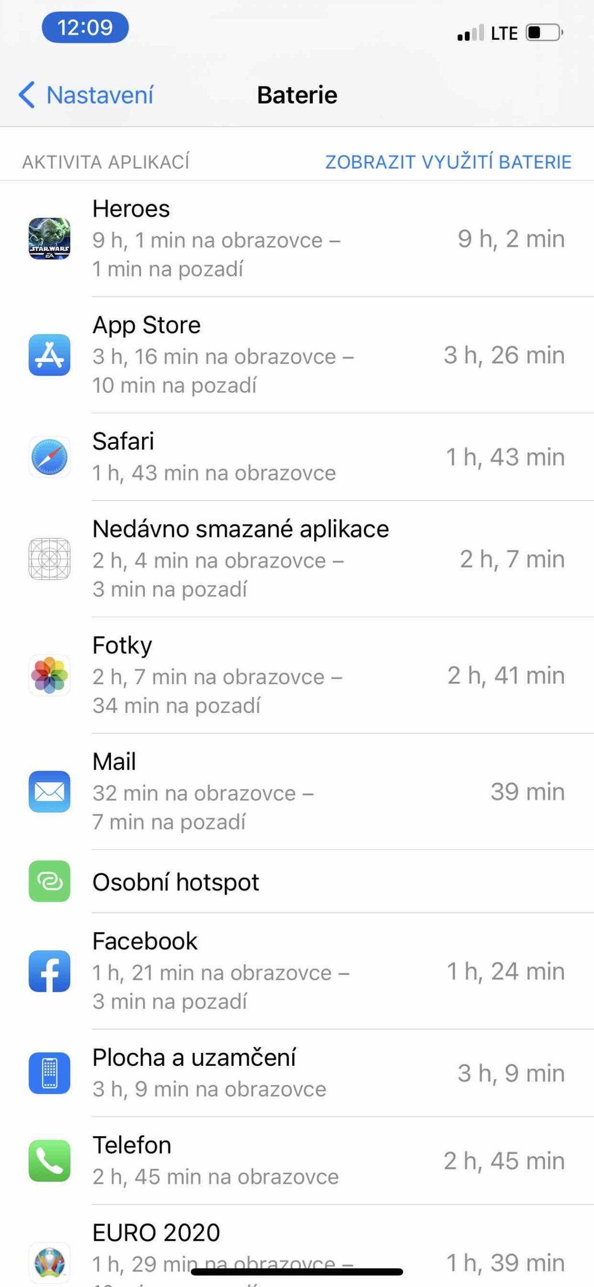 využití baterie 7