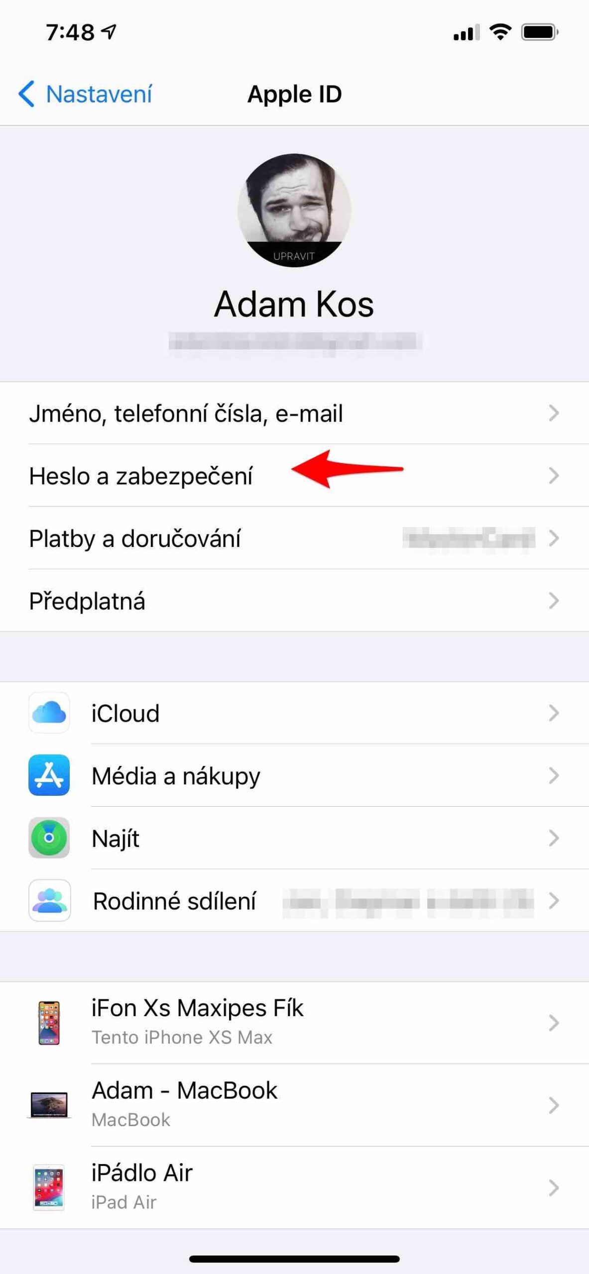 Dvoufaktor 3 Bezpečnost na iPhone