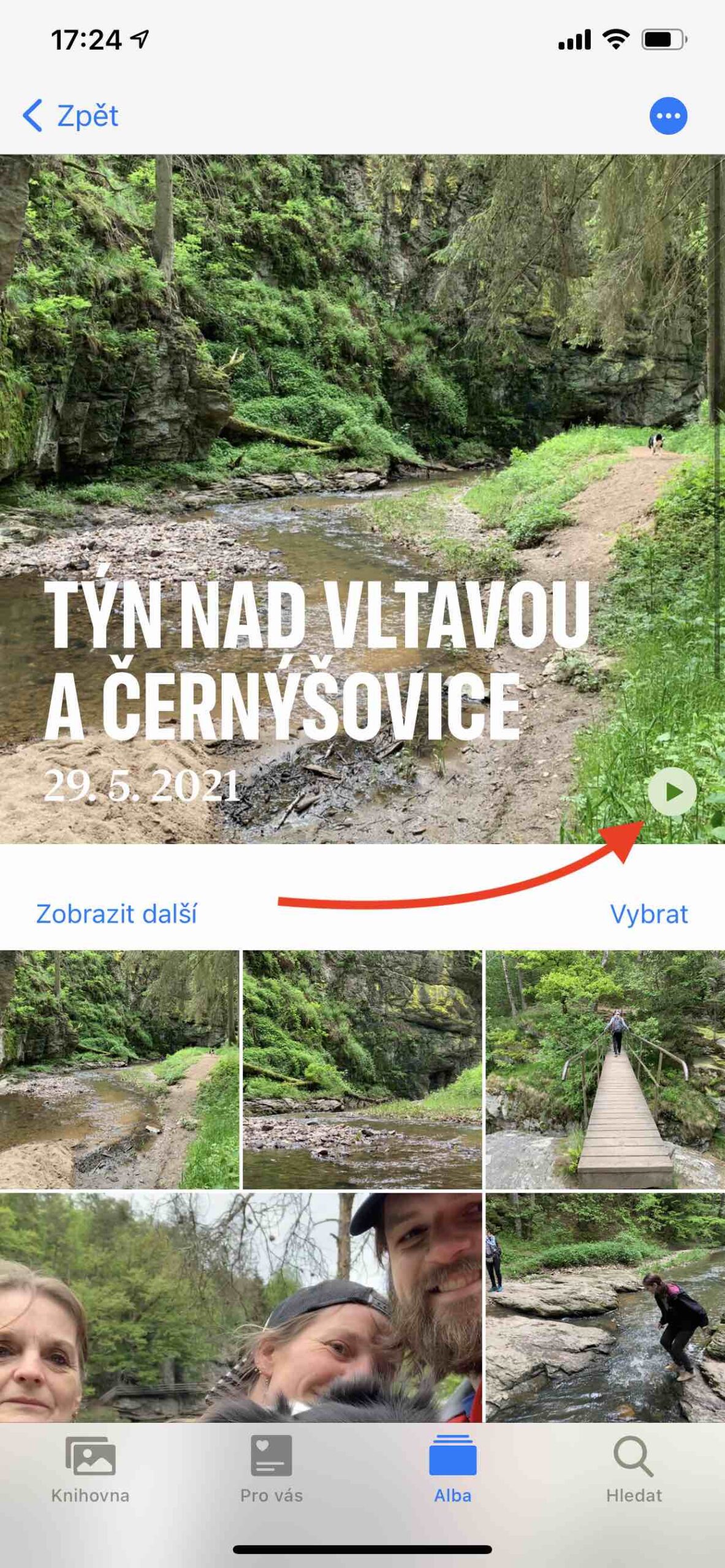 Zobrazení vzpomínkového filmu z určitého místa 5