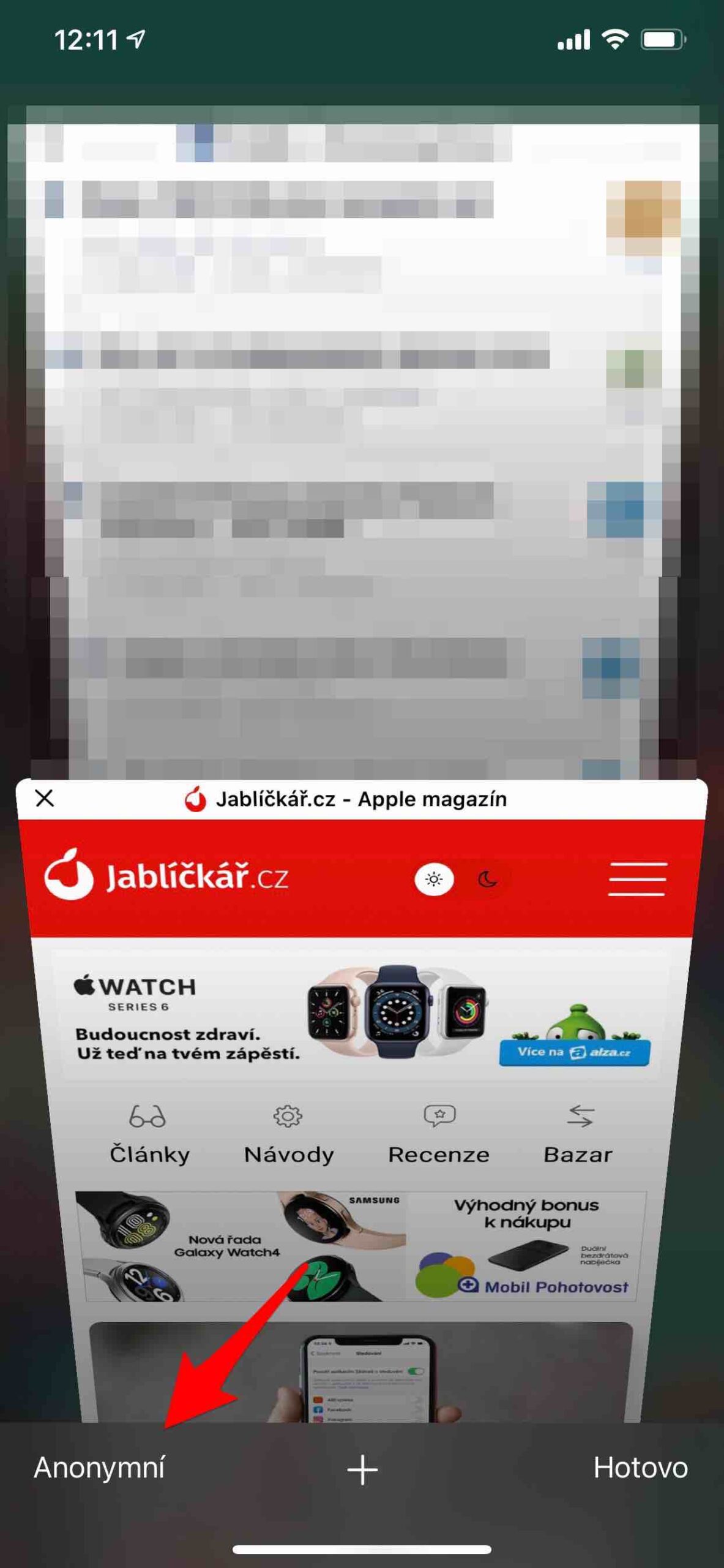 Anonymní procházení webu v Safari
