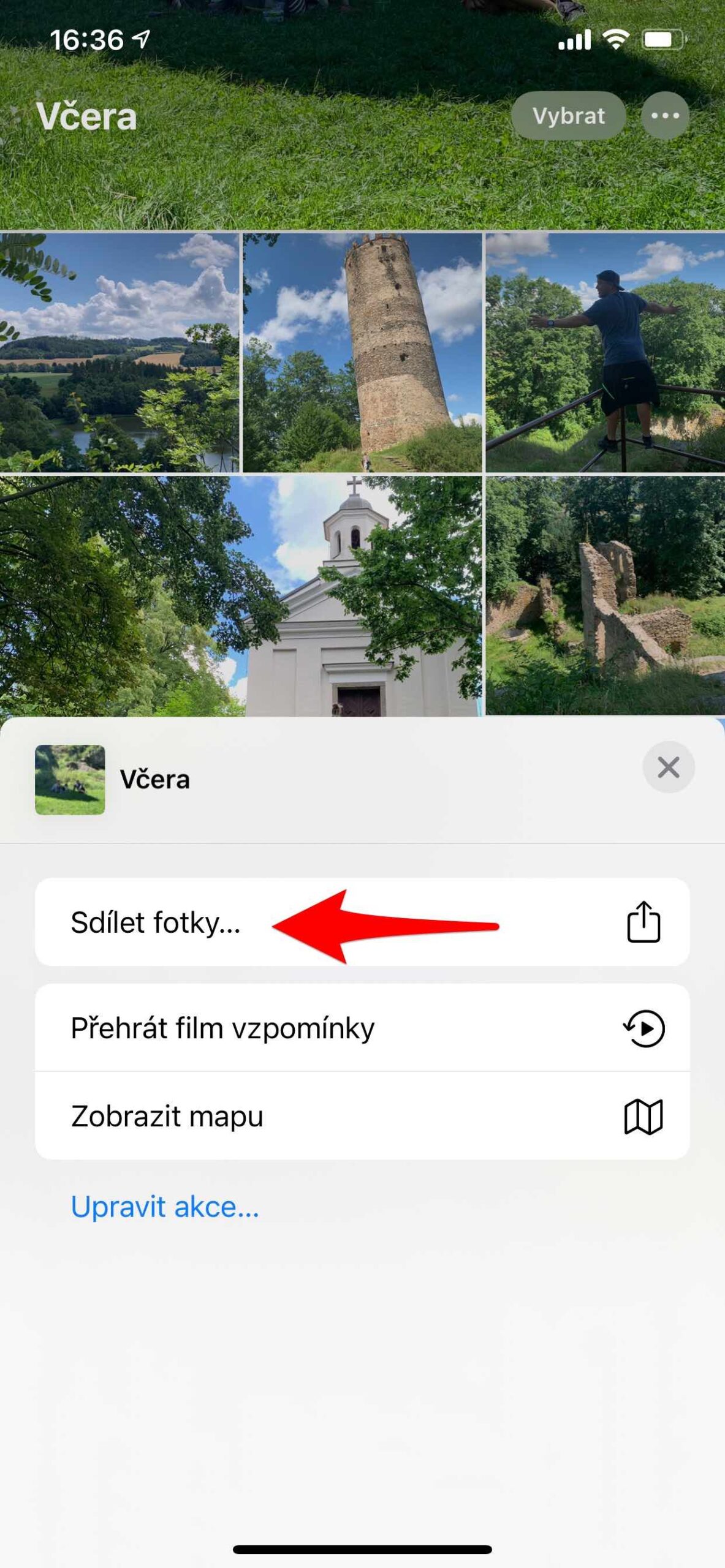 Sdílení fotek a videí na iPhonu
