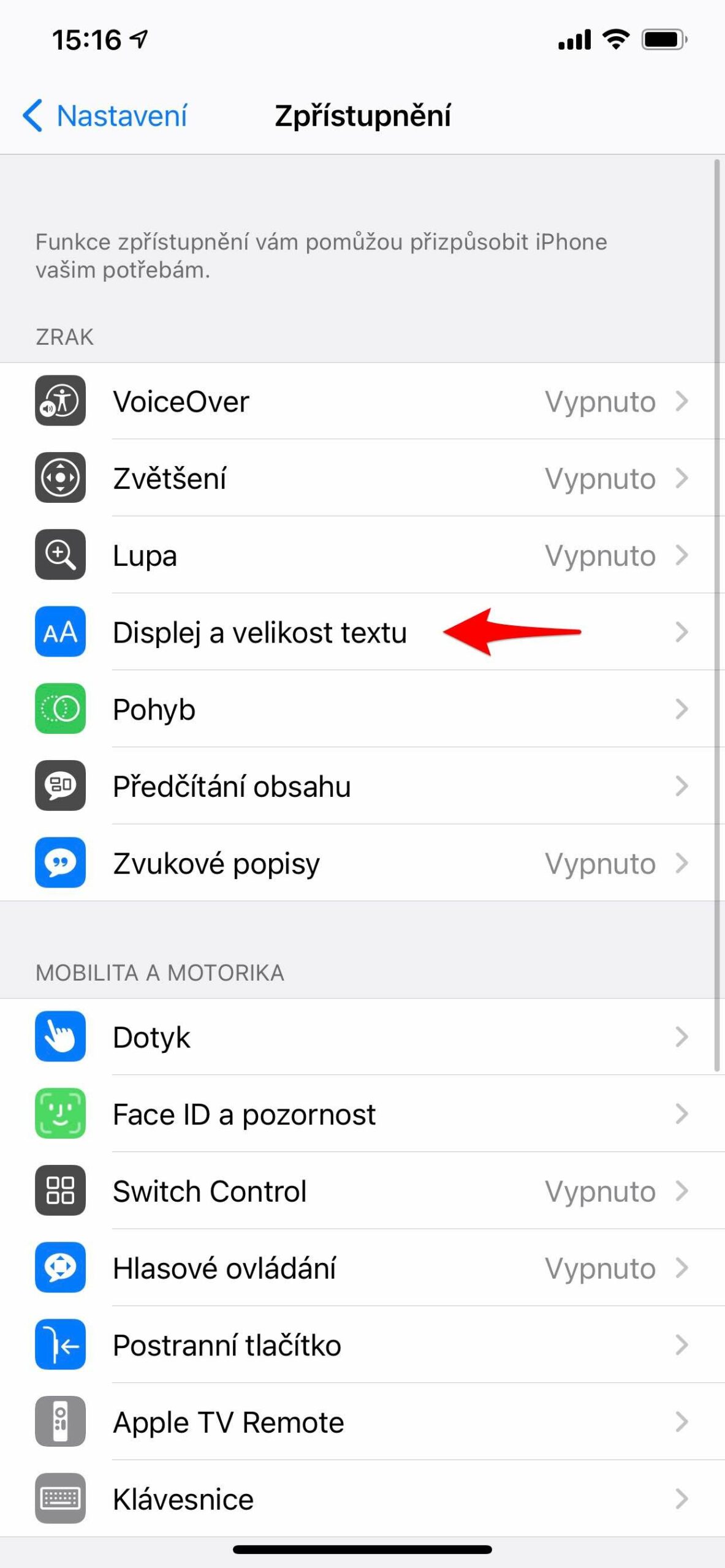 1 Jas 5 Nastavení jasu displeje