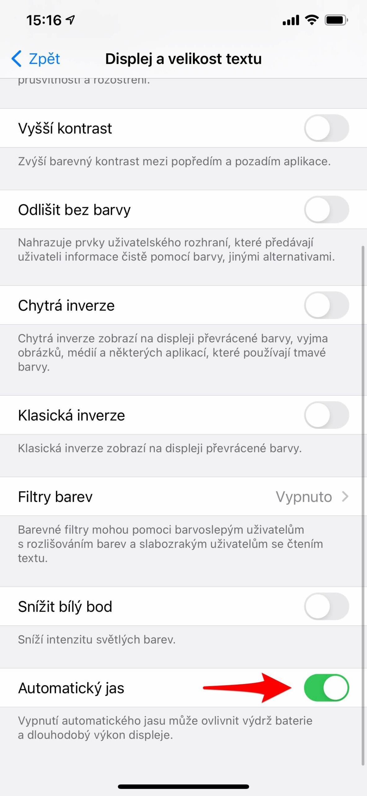 1 Jas 6 Nastavení jasu displeje