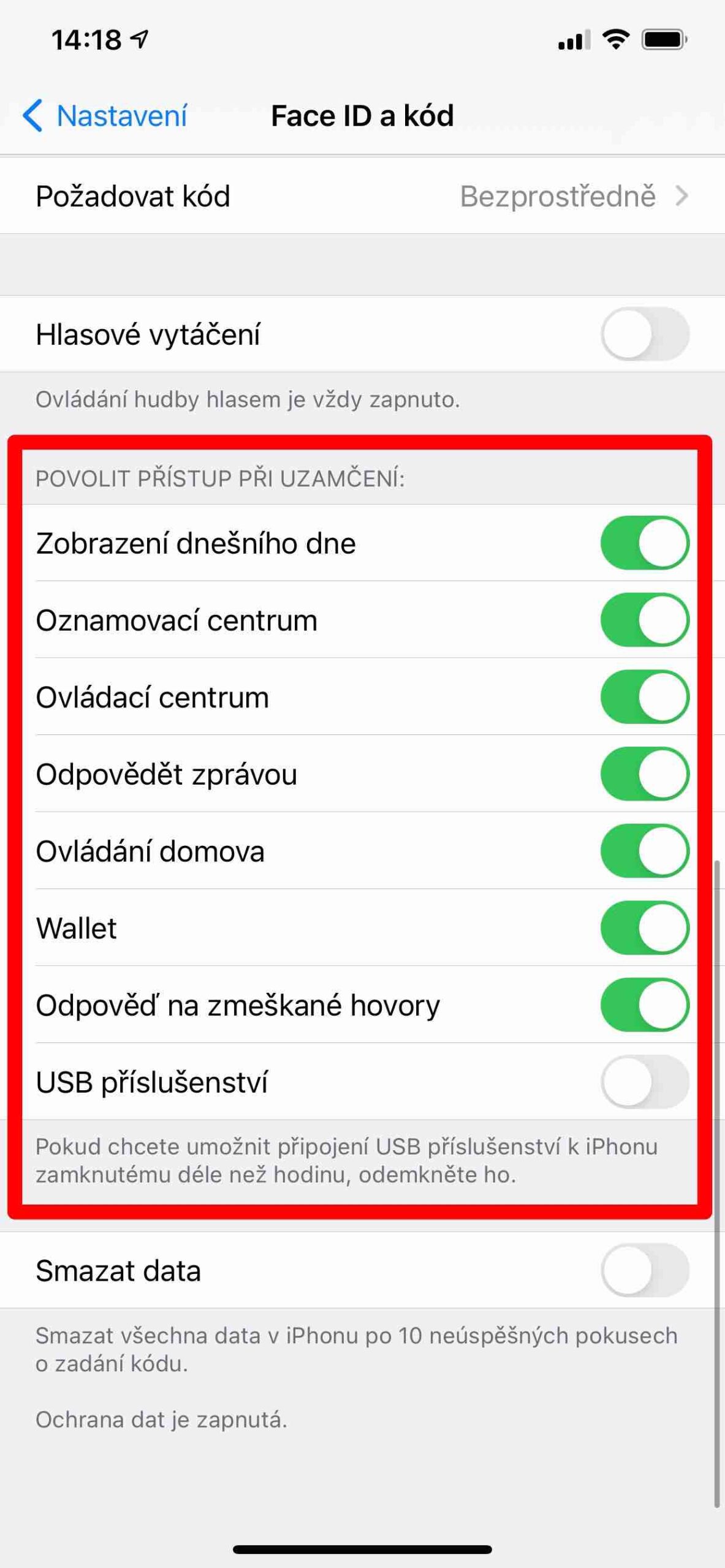 Ovládání iPhonu s uzamčenou obrazovkou