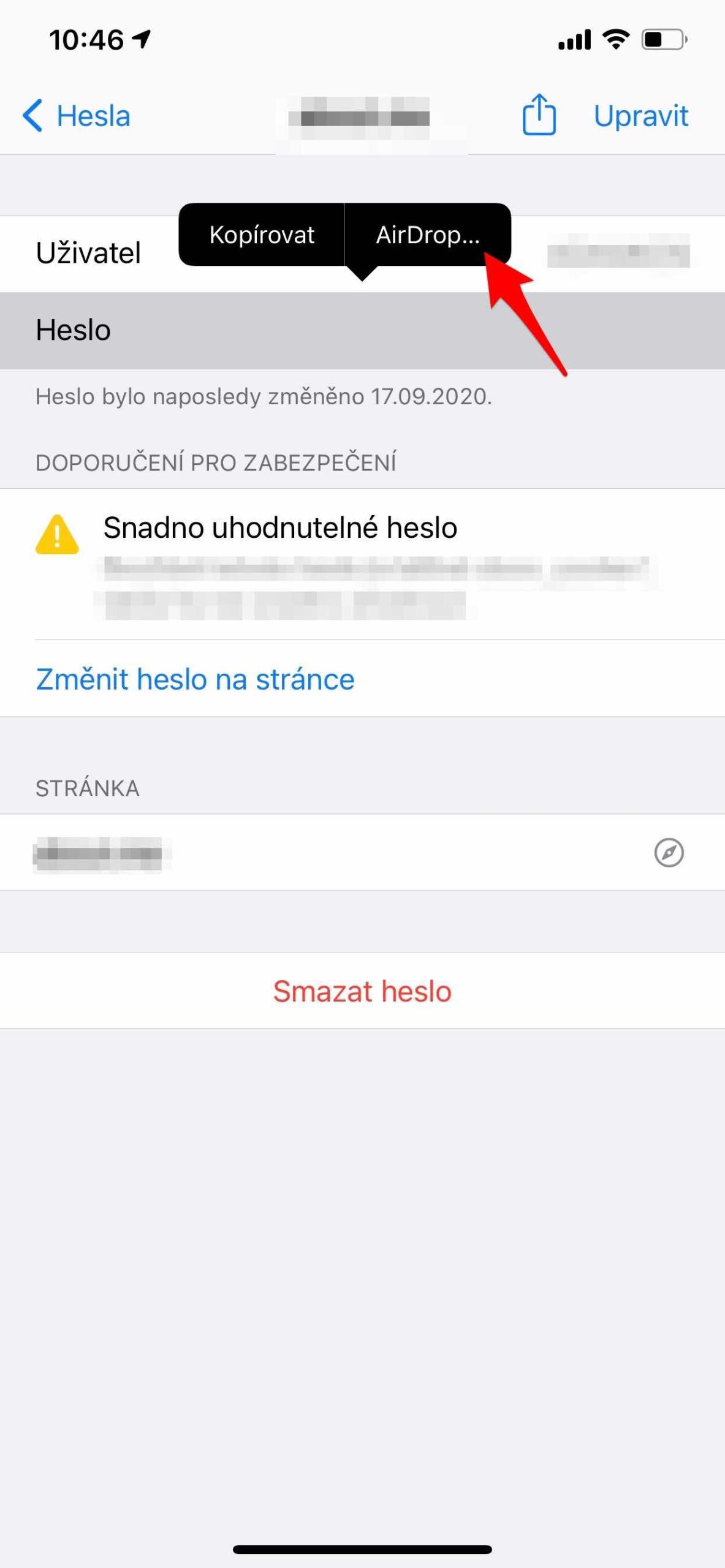 Jak sdílet hesla z iPhonu AirDropem