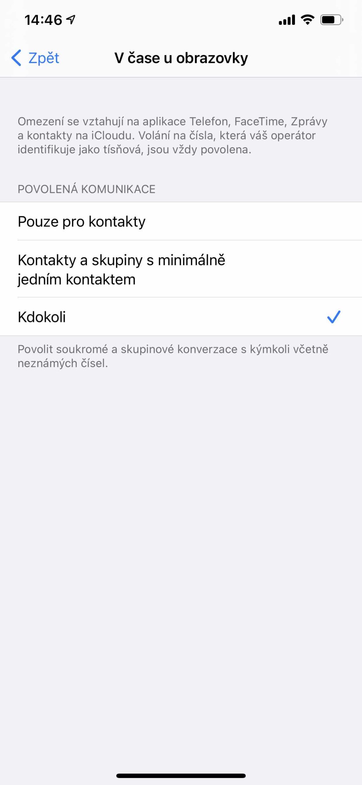 limity pro komunikaci 8 Čas u obrazovky