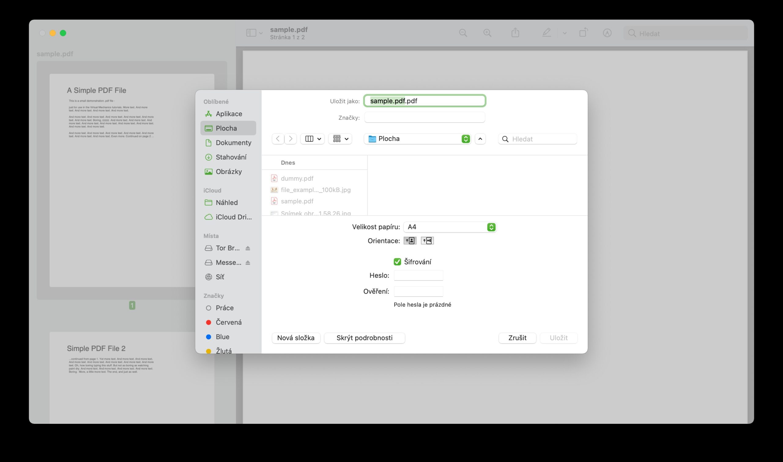 Nahled zaheslovani souboru