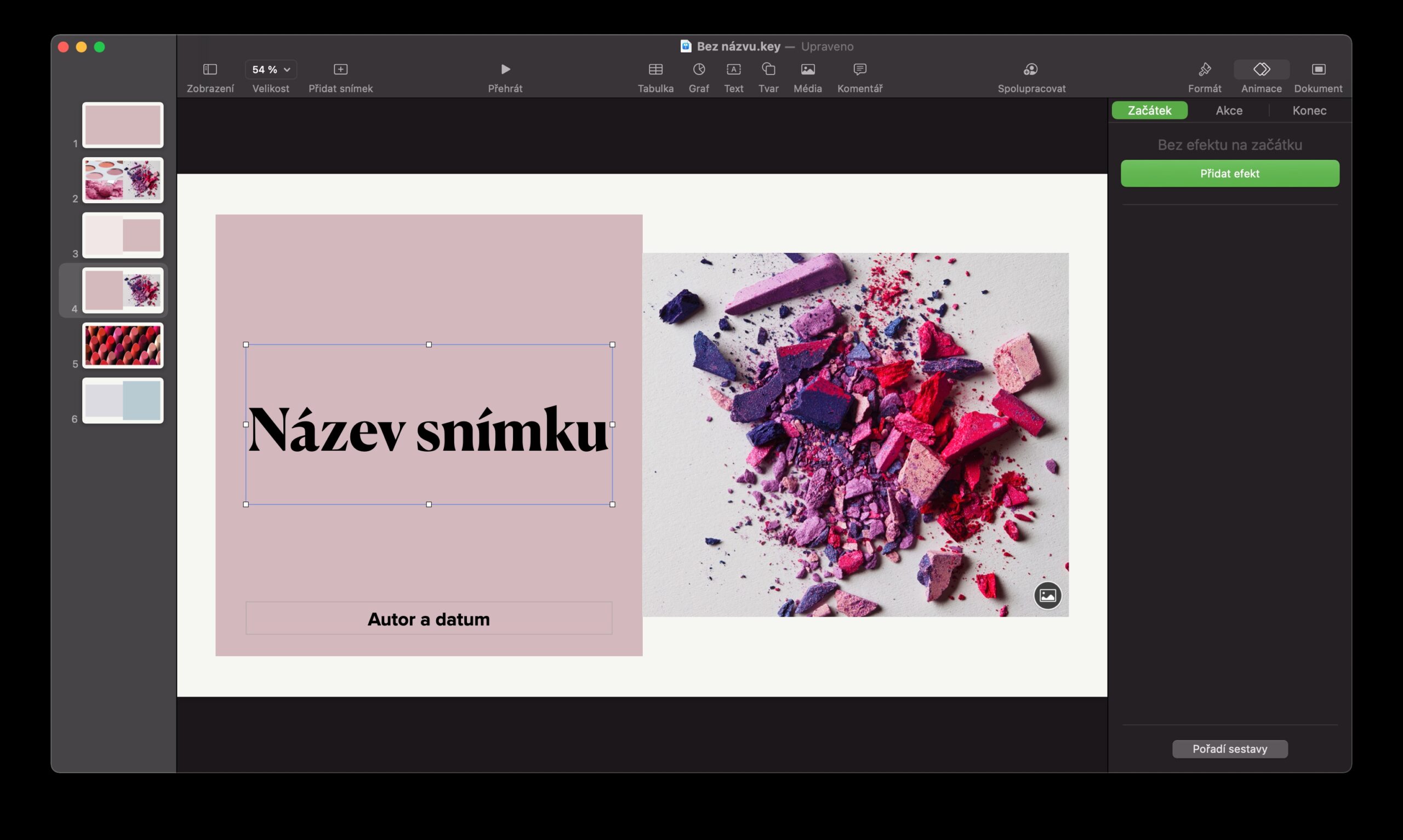 Mac Keynote animace objetku
