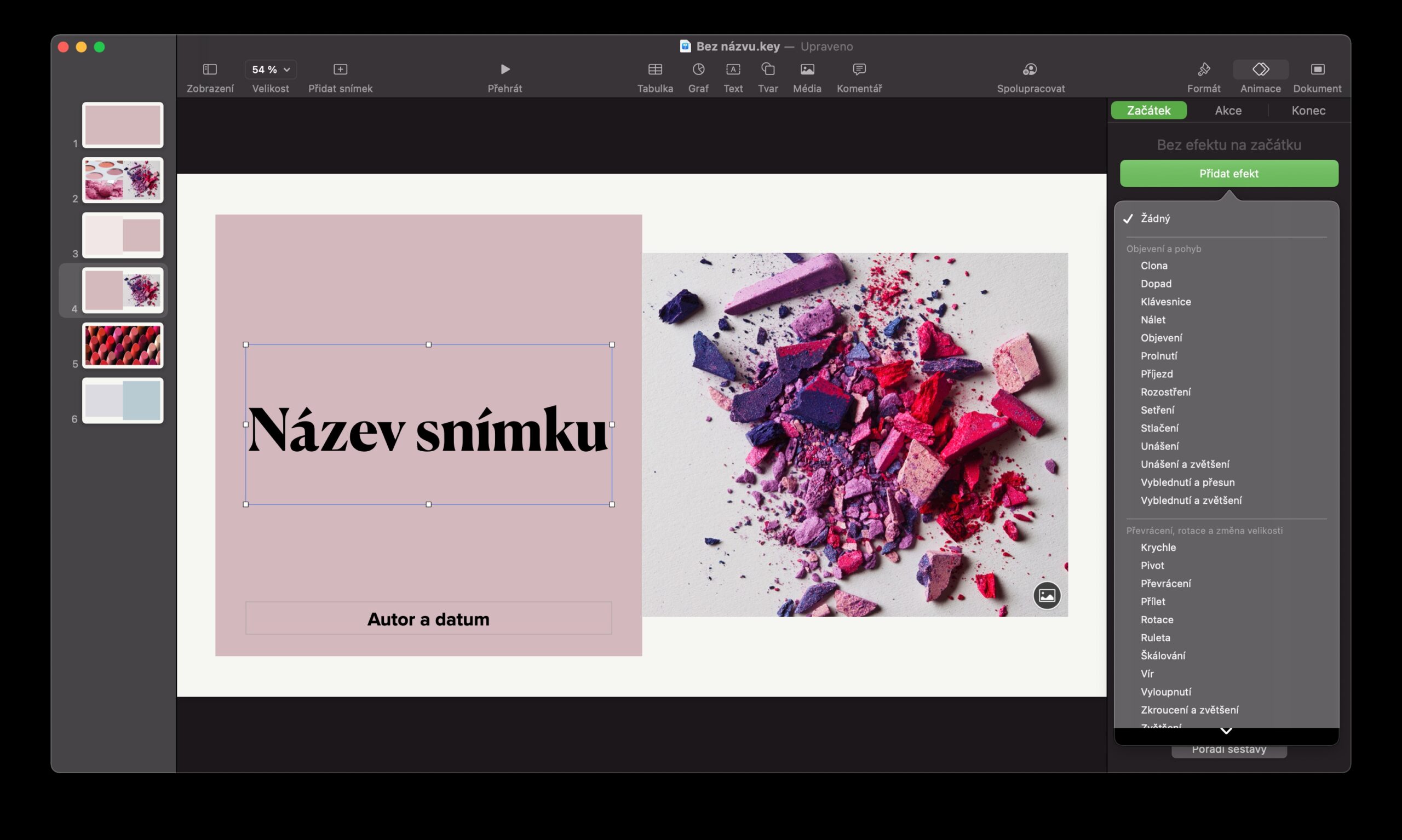Mac Keynote animace objetku