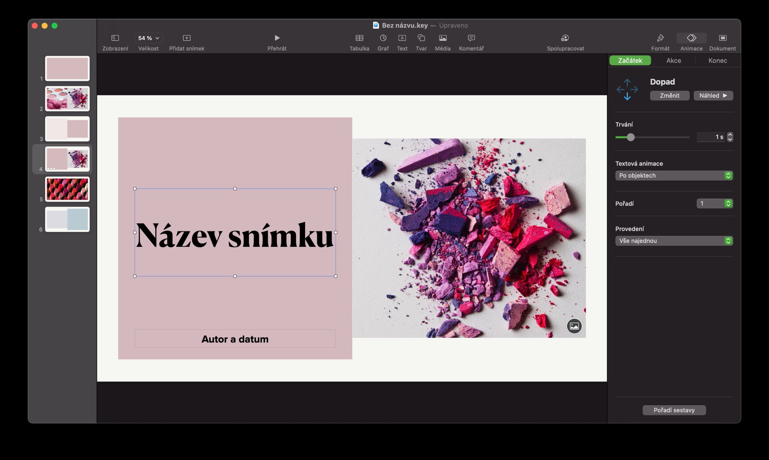 Mac Keynote animace objetku
