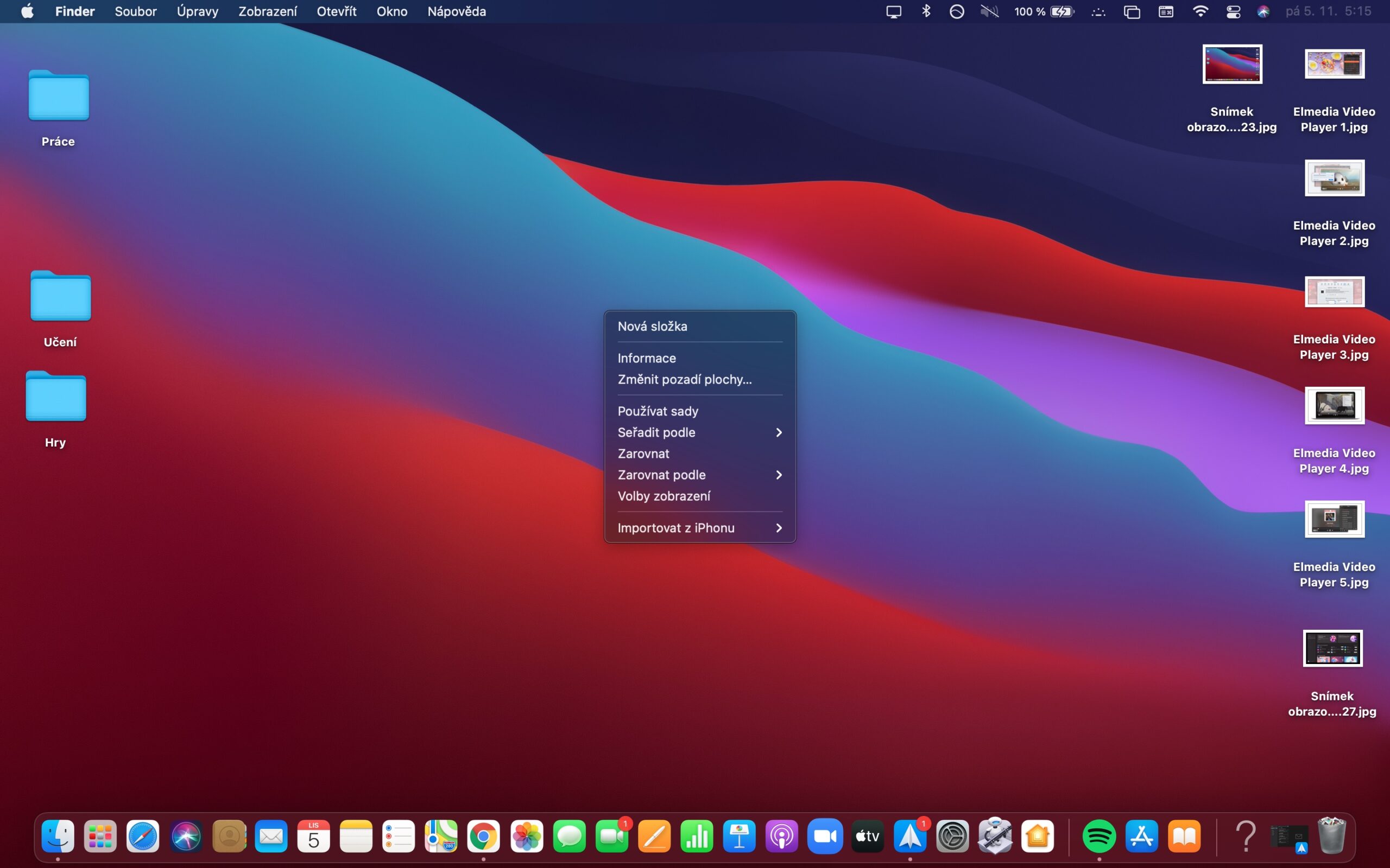 Mac plocha razeni polozek