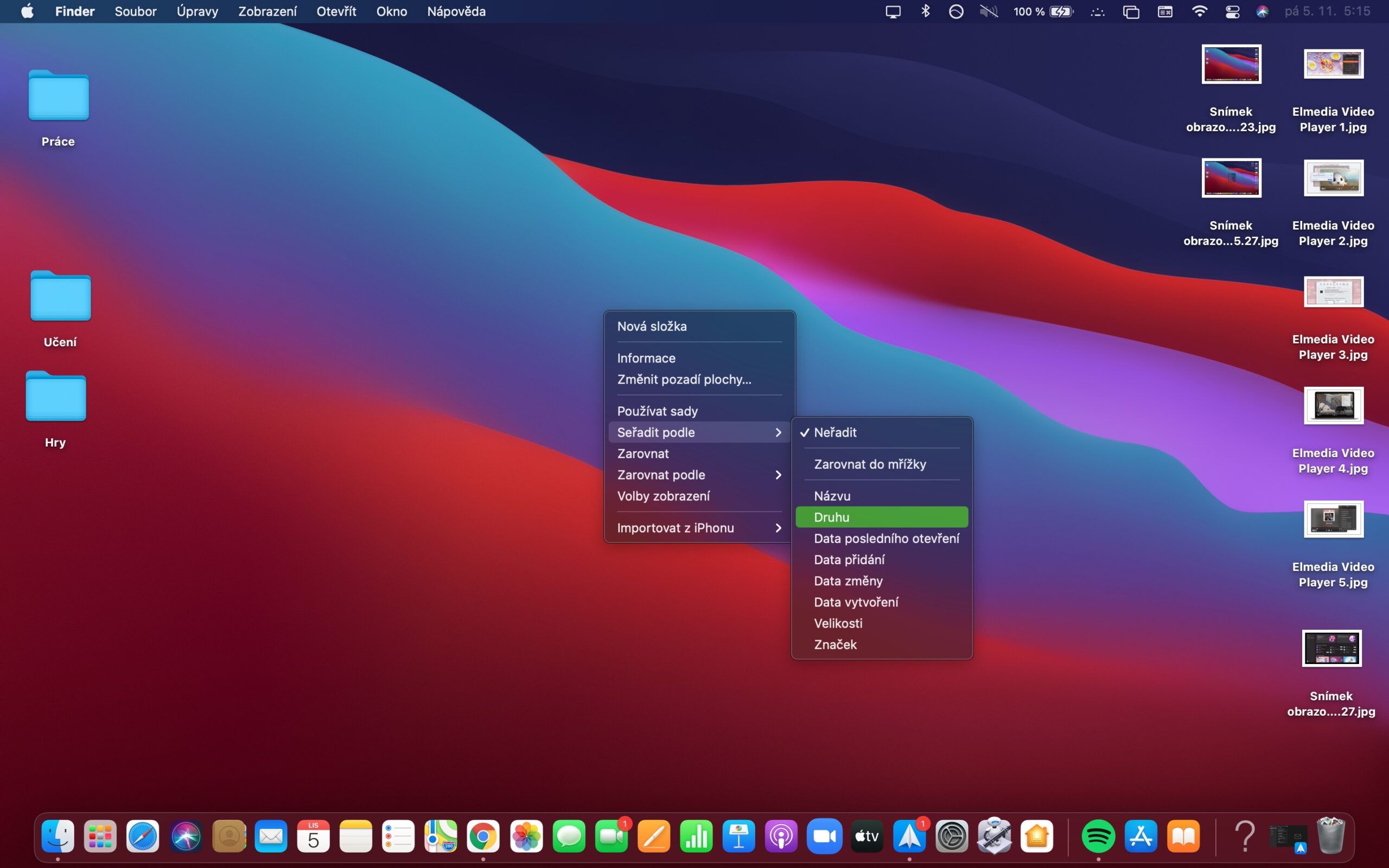 Mac plocha razeni polozek