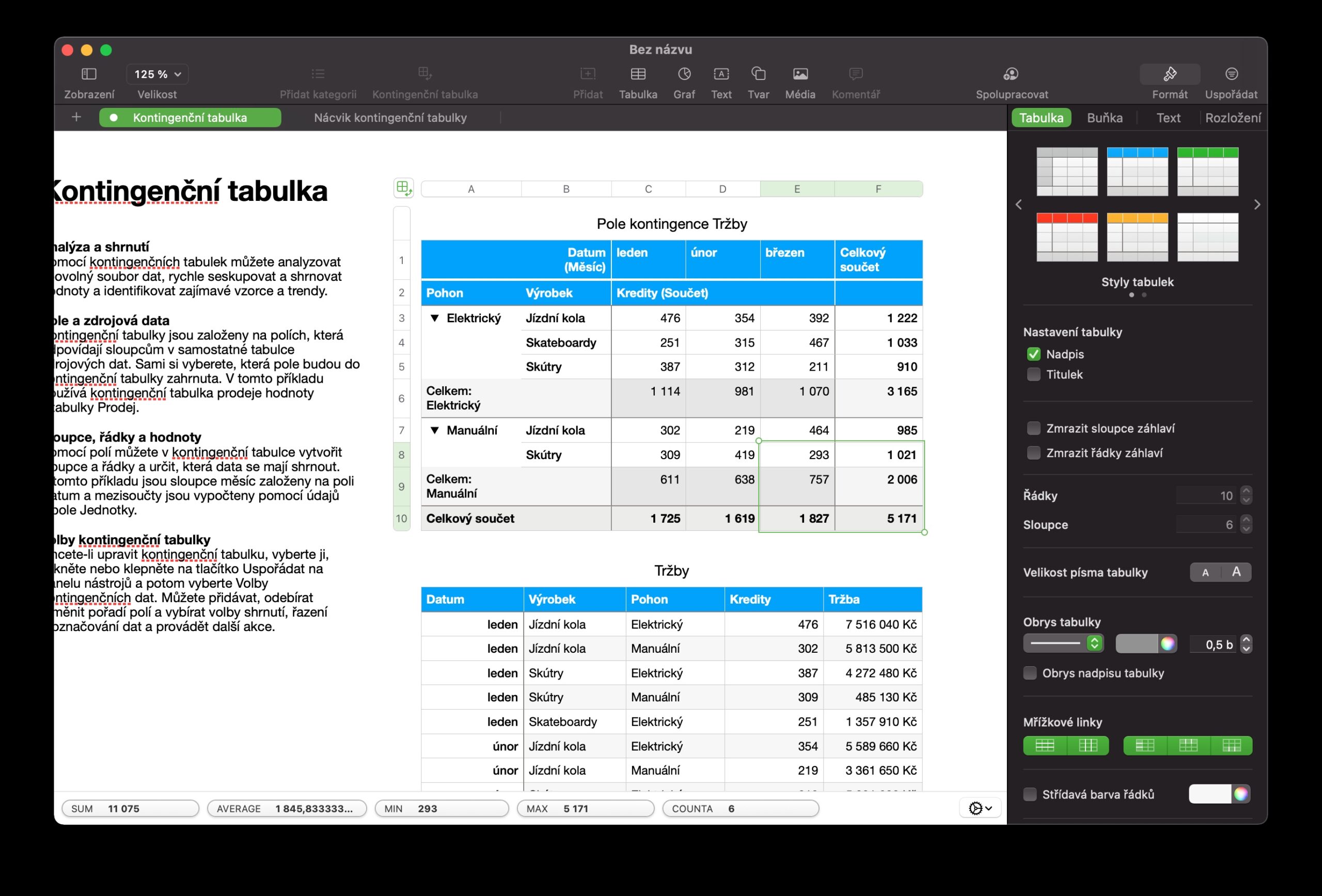 Numbers Mac kopirovat styl