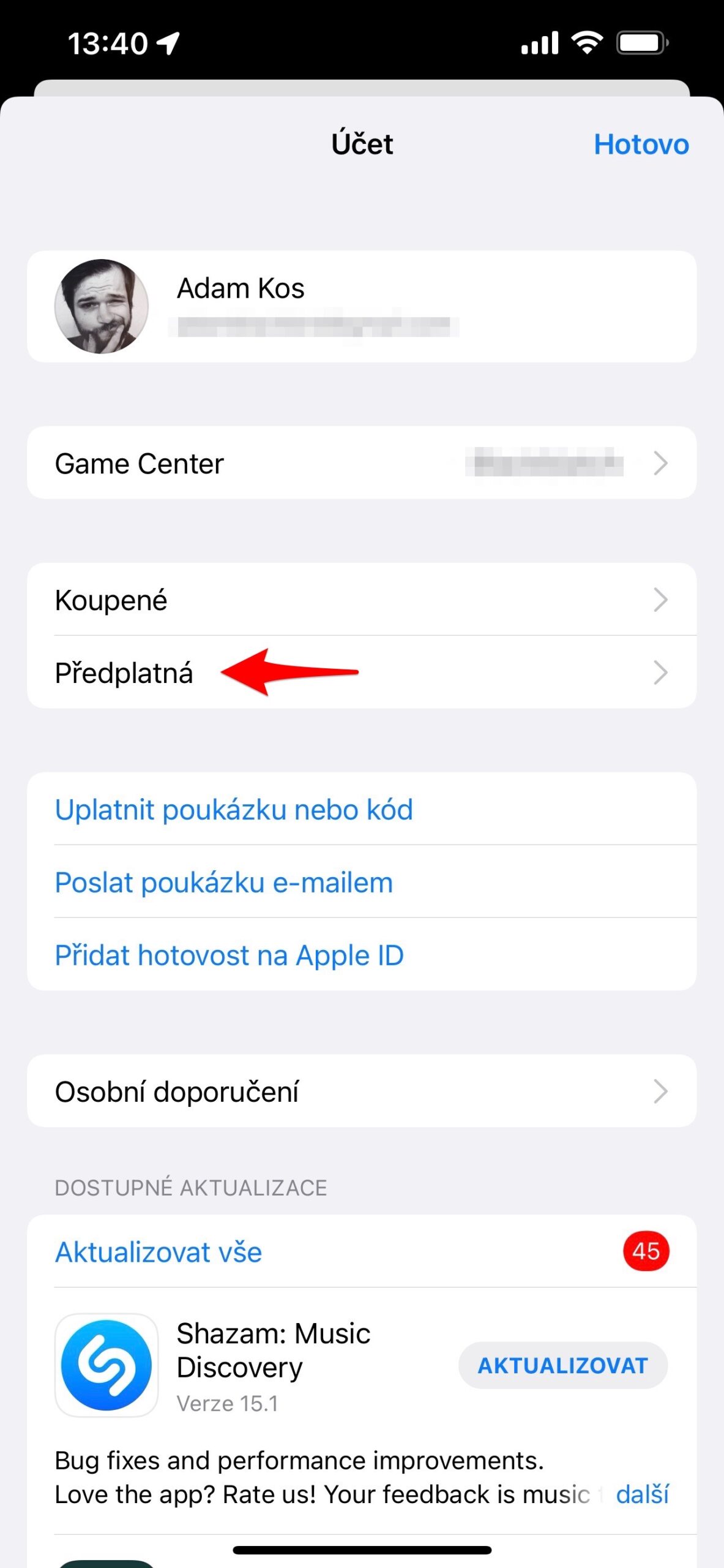 Zrušení předplatného