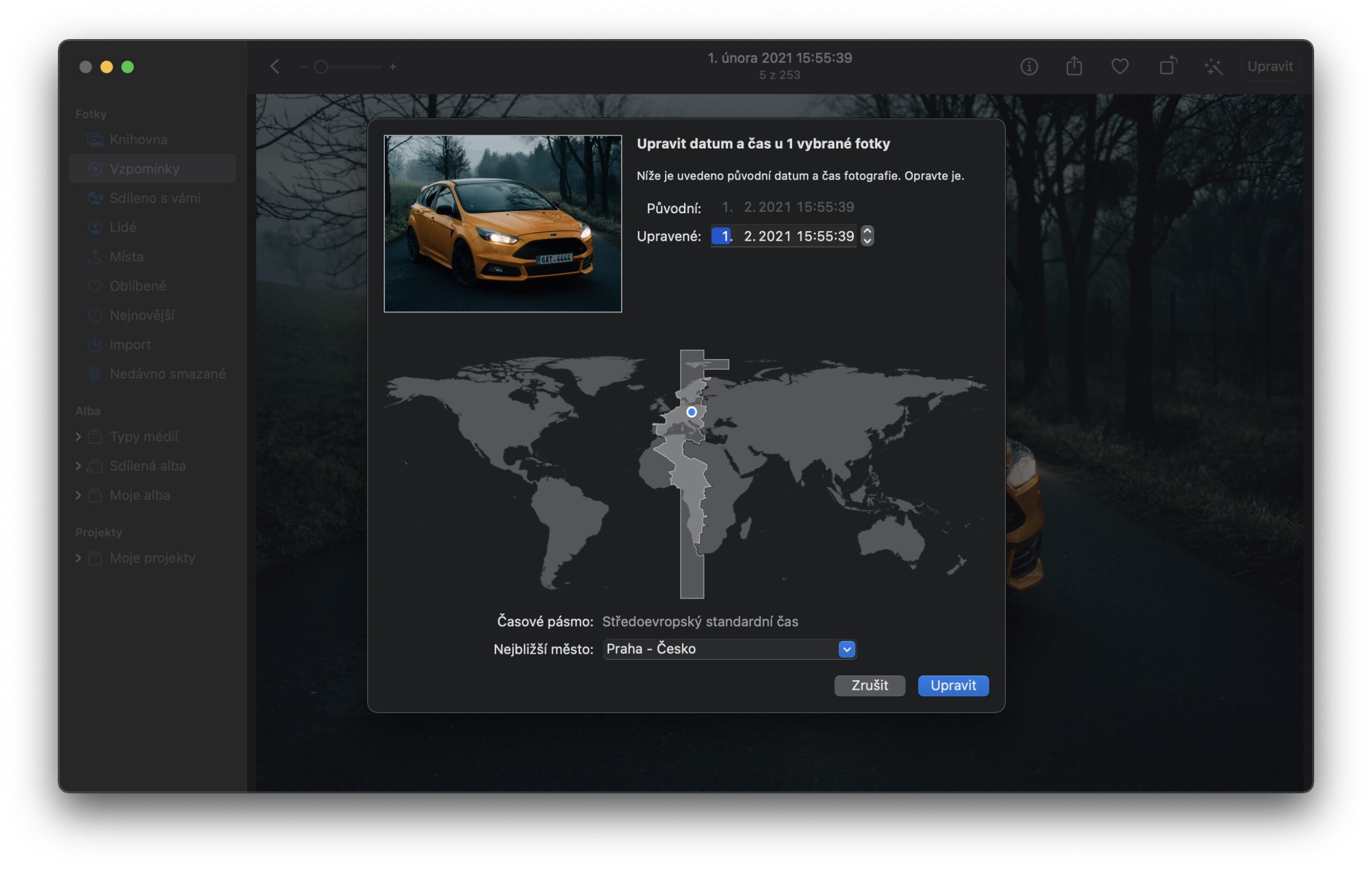 macos monterey úprava data a času fotky